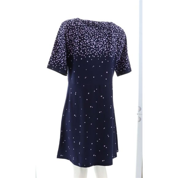 Isaac Mizrahi Scattered Dot Fit Flare Dress Dark Navy A395256A - Picture 5 of 9
